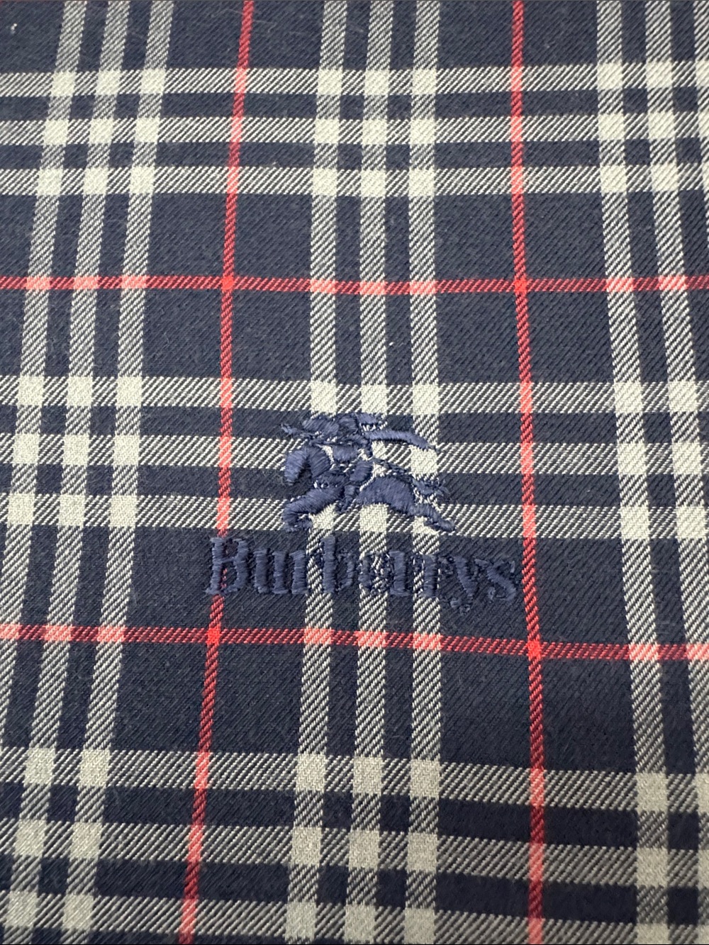Burberry Navy, White & Red Plaid Pocket Square - Picture 2 of 4